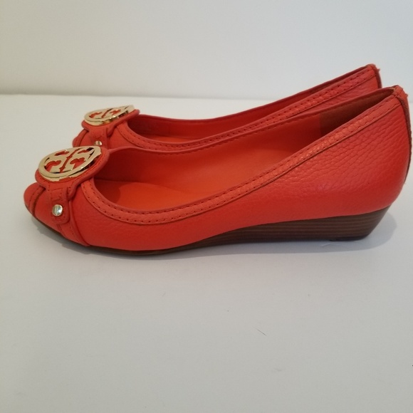 Tory Burch wedge Leticia in poppy red orange - Picture 4 of 7